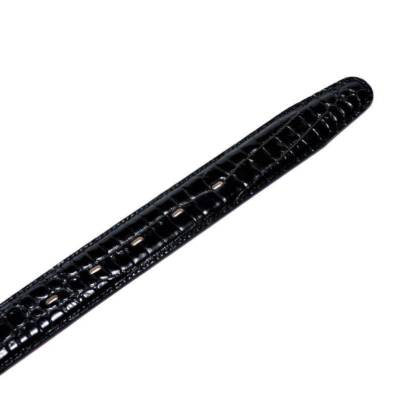 COXSWAIN CW20203-19 Men's Genuine Leather Belt, Black, Crocodile Pattern, 1.2