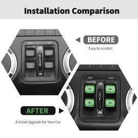 RT-TCZ Window Button Switch Trim Cover Aluminum Alloy Decoration Interior Accessories Compatible with Jeep Wrangler JK JKU 2012-2017,Green