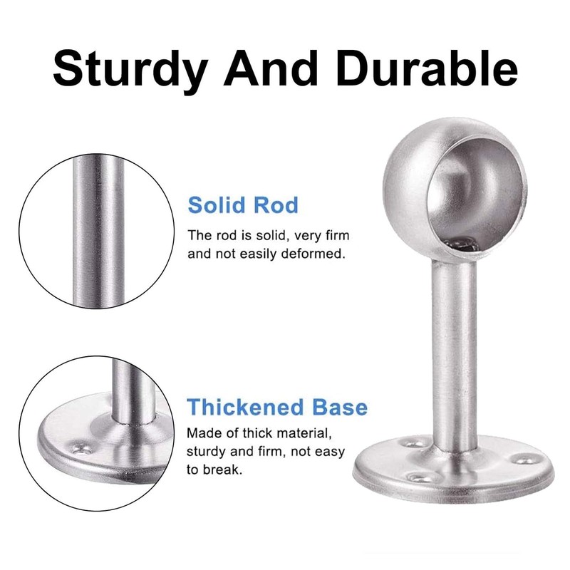 INCREWAY 2pcs Stainless Steel Wardrobe Pipe, Dia 25mm(1") Closet Lever