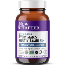 New Chapter Men's Multivitamin 50 Plus for Brain, Heart, Digestive, Prostate & Immune Support with 20+ Nutrients + Astaxanthin - Every Man's One Daily 55+, Gentle on The Stomach - 48 ct