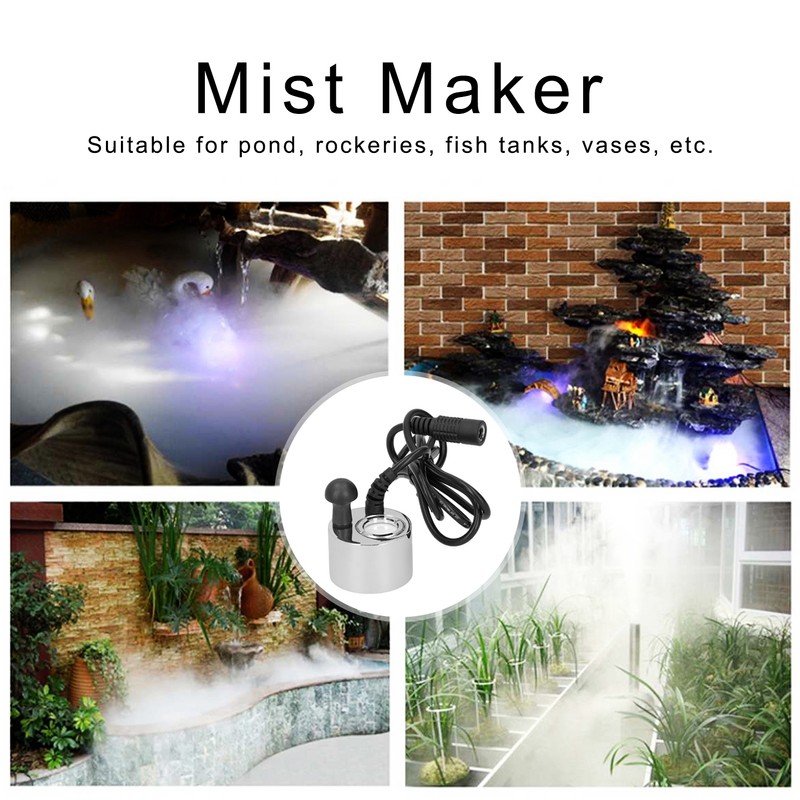 24V Ultrasonic Mist Maker Fogger Water Fountain Decoration for Pond