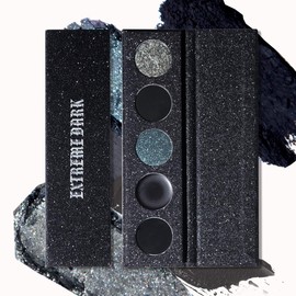 Black Smokey Eyeshadow Palette Makeup,5 Colors Black Silver Gray Blue Eye Shadow Pallets For Women,Long Lasting,Waterproof and Blendable,Highly Pigmented Gothic Makeup Matte For Halloween gifts