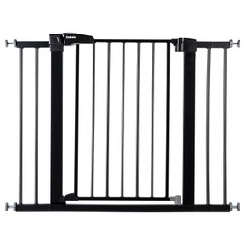 BABELIO 36-57" Extra Wide Baby Gate, Auto Close Dog Gate for The House, Stairs and Doorways, Pressure Mounted Pet Gates with Large Walk Thru Door, NO Tools Needed NO Drilling, Black