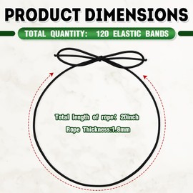 Berlune 120 Pcs Elastic Bows for Gifts Boxes Stretch Loops with Pre Tied Bows 20 Inches from Elastic Ribbon Cord Ribbon Gift Ribbon String Craft Bags(Black)