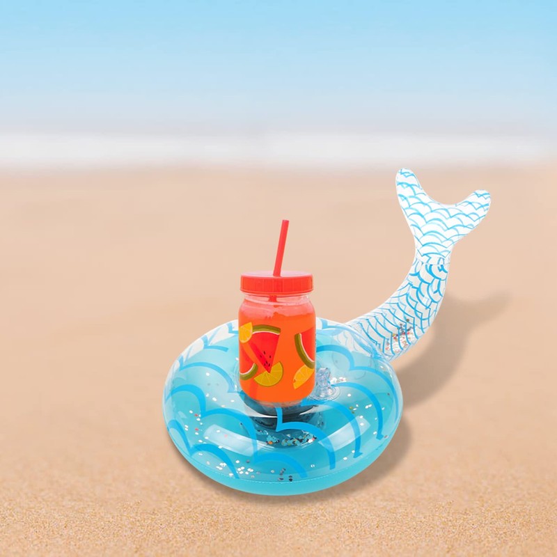 6 Pack Inflatable Mermaid Drink Holder, LIYDE Drink Floaties Floating