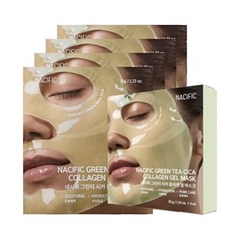 NACIFIC Máscara facial de gel de colágeno (Green Tea Cica) 4EA, cuidado de hidrogel para todo tipo de piel, hidratante, reafirmante, elasticidad, mini