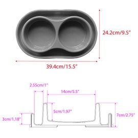 PetLike Ants Away Double Pet Feeding Bowls Dog Water and Food Bowls,6 cups/48oz Pet Feeder Bowls for Medium Large Dogs Cats (Grey, 15.5X9.5X2.75 INCH)