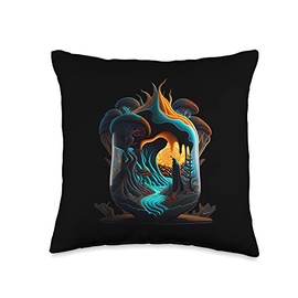 Vintage Grunge Trippy Melting Mushroom Forest Terrarium Throw Pillow
