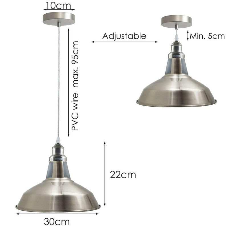 Satin Nickel Ceiling Pendant Light Adjustable Industrial Hanging Lamp Vintage