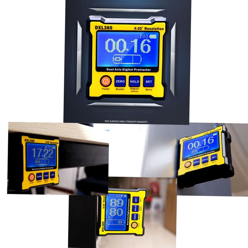 Daconovo DXL360 Biaxial Digital Angle Protractor with 5 Sides Magnetic