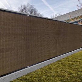 SUNNY GUARD Privacy Screen Fence 8' x 72' Brown Heavy Duty Dustproof Denoise Fencing Mesh Fabric Shade Net Cover for Outdoor Wall Garden Yard Pool Deck(Customized)