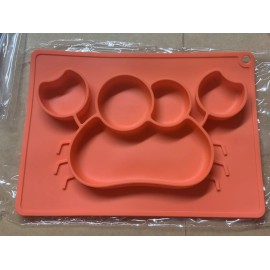 Unbranded Baby 5 Piece Silicone Dinnerware Set Place Mat Cup Flatware Bowl Bib (Red Crab)