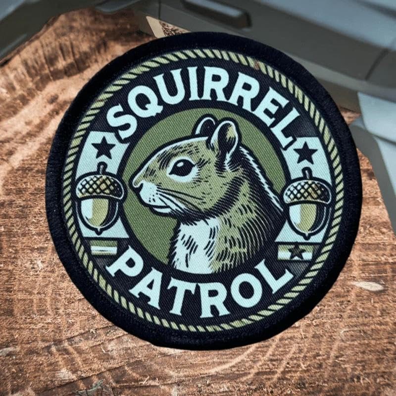 Patches for Backpacks, Funny Secret Squirrel Patrol Printing Patches Embroidered