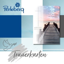 Perleberg Perleberg Trauerkarte - Lifestyle-Collection - Trauerkarten mit Umschlag - Liebevolle Beileidskarten mit Umschlag - Danksagungskarten Trauer - hochwertige Karten zur Trauer in 11,6 x 16,6 cm