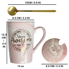 Thank You Mug - Small Thank You Gifts For Being Awesome - Funny Gifts Ideas For Women Friends, Coworkers - Coworker Gift -Thank You Mugs For Women 14oz and Thank You Cards with Scoop-Pink seal