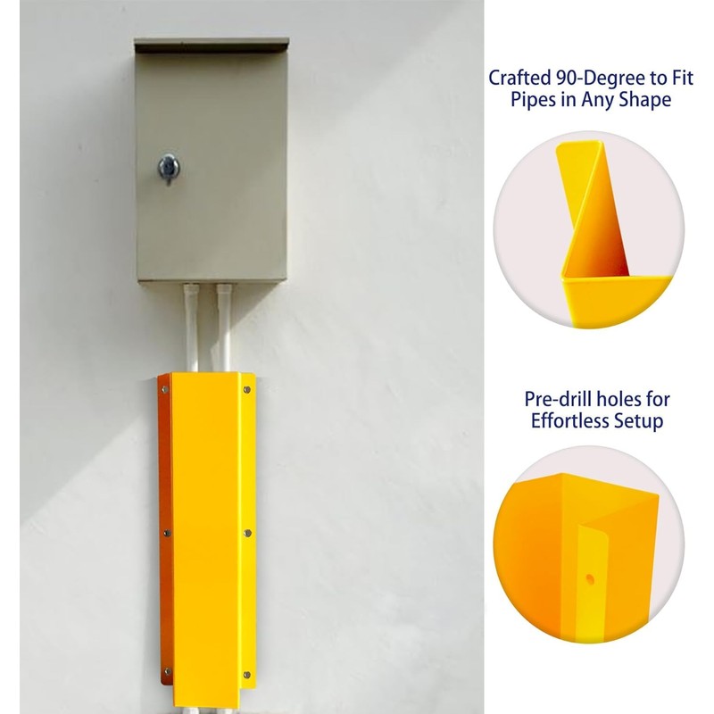 Pipe and Downspout Protector, Carbon Steel Guard Device, 48"H x