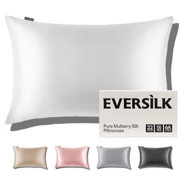 22 Momme Silk Pillowcase for Hair and Skin: 100% Pure Double-Sided Pillowcase with Hidden Zip - Silk Pillowcase - Mulberry Silk Pillowcase 1 Piece 40 x 80 cm White