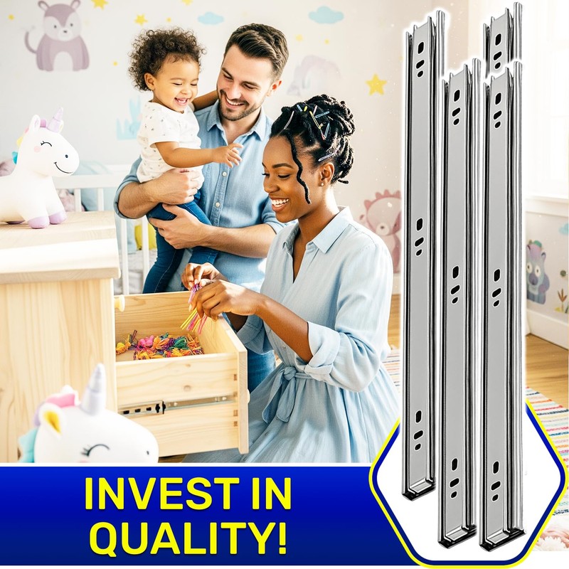 2 Pairs Ball Bearing Drawer Runners 350 mm x H