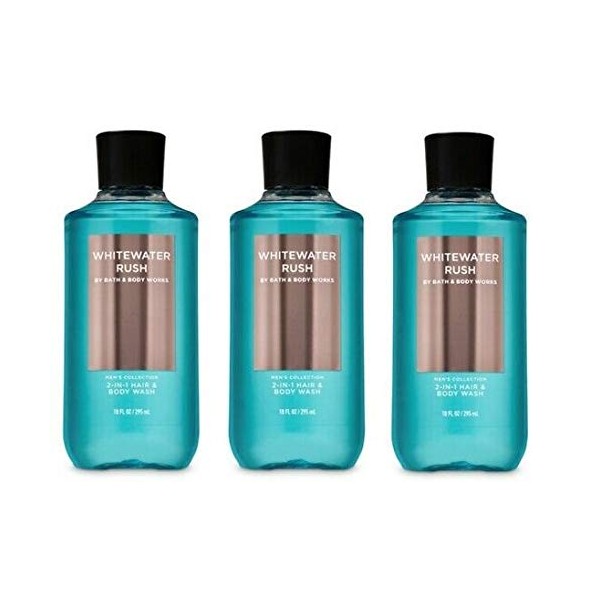 Bath and Body Works For Men Value Pack - WHITEWATER RUSH - 2 in 1 Hair and Body Wash - Lot of 3 - Full Size