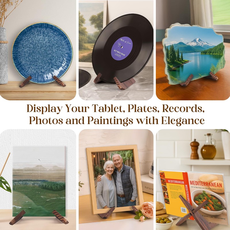 XKDOUS 2 Pack Plate Stand for Display, 6.5 Inch Wood