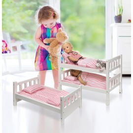 Badger Basket Toy 1-2-3 Convertible Doll Bunk Bed with Storage Baskets and Personalizatin Kit for 20 inch Dolls - Pink Stripe