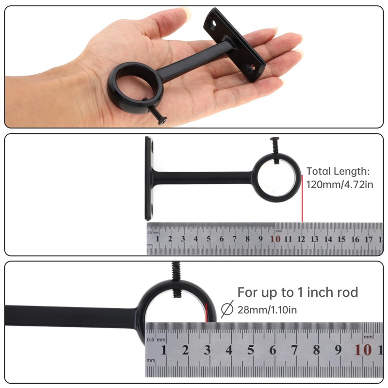 HOJLKLD Ceiling-Mount Curtain Rod Brackets, Heavy Duty Ceiling and Wall