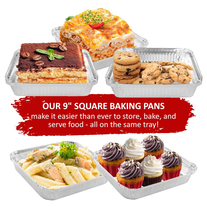 Homeshopa Aluminium Square Foil Trays, 3 Pack Disposable Tin Foil