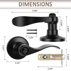 Probrico 2Pack Entry Door Lever Black Modern Wave Style Easy to Install Door Lock with Key Exterior Door Handles Durable Long Lasting Security Hardware for Home Office Entryways