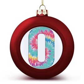 DOREENABE Initials Ball Ornaments, Colorful Tie Letter Initial O Ball Ornaments for Christmas Tree Decoration, Red Christmas Ball Ornament Xmas Baubles for Kids Friends Stocking Stuffers