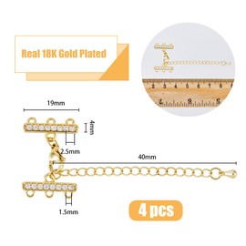 HOBBIESAY 4 Sets 18K Gold Plated Necklace Connectors Multi Strand Clasps with Chain Extender Zirconia Jewelry Locking Clasp Necklace Separator for Stackable Necklaces Chains