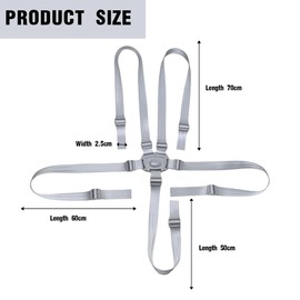 ZEPIQOR 1 x 5-point safety belt, high chair, multifunctional child safety belt, high chair strap for buggy, child seat, pram and high chair, high chair strap for high chair, grey