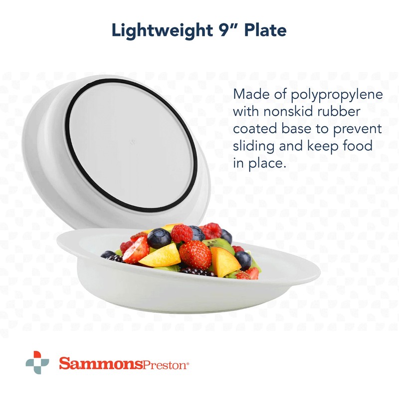 Sammons Preston Hi-Lo Scoop Plate, 9" Scooped Dish with Wall,