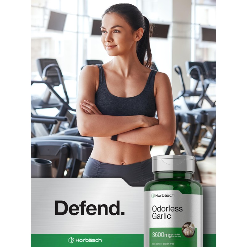 Horbäach Odorless Garlic Softgel Supplement | 200 Count | Ultra