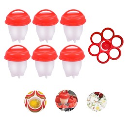 6 Pcs egg cooker for hard boiled eggs,Egg Cooker with cup holder,Hard Eggs Boiled without the Shell,Silicone Boiled Steamer Eggies, Hard Boiled Egg Maker Breakfast Egg Cook Cups, Fast Poaching Egg for Breakfas,Non-stick Egg Boiler Cookers