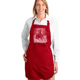 LA POP ART Word Art Apron - Popular Horse Breeds Red