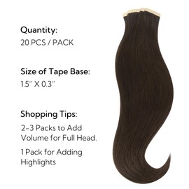 HOTBANANA Tape in Hair Extensions, 24 Inch 20pcs 50g Light Dark Brown Tape in Hair Extensions Human Hair Tape Hair Extensions Straight Remy Human Hair Tape in Extensions