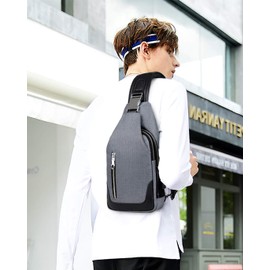 FANDARE Chest Bag Men's Shoulder Bag Sling Bag Backpack with USB Shoulder Bag Sports Bag for Hiking, Adventure, Sports, Travel and Jogging, Blue B, Unique