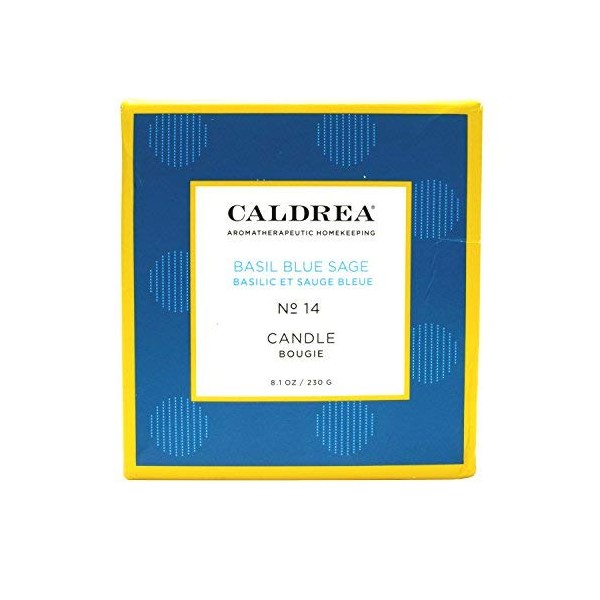 Caldrea Scented Candle, Made with Essential Oils and Other Thoughtfully Chosen Ingredients, 45 Hour Burn Time, Basil Blue Sage Scent, 8.1 oz