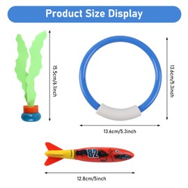 IOPJLK Underwater Diving Toy Set 11 Pieces, Swimming Pool Toy for Children, Diving Rings for Children Aged 4-6 Years, Underwater Diving Game Pool Training Toy, Toypedo Bandits