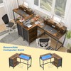 Patikuin L Shaped Desk with Power Outlets & LED Lights,