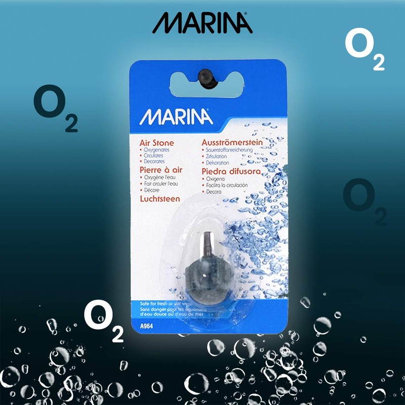 Elite Air Stone Aquarium Decor, Round, 7/8-Inch, Blue