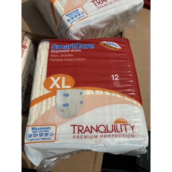 Tranquility SmartCore Disposable Briefs XL 12 Pack Maximum Protection