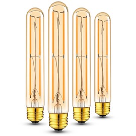 Sphoon Tubular Light Bulb 7.3 Inch Dimmable T10 LED Bulb E26 6W 60 Watts Edison Bulbs Amber 2200K Warm White,185mm Long for Wall Sconces, Pendant, Livingroom, 4-Pack