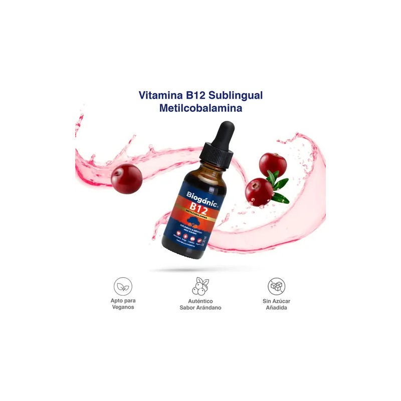 2 Pack Vitamina B12 Metilcobalamina Arandano 600 Tomas 30 Ml