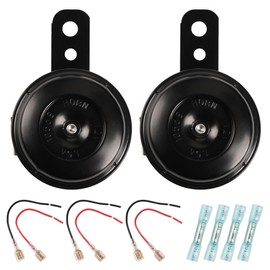 JORMIX 2 Pcs Disc Horn High Low Universal Motorcycle Electric Horns 12V 105 dB fit for most Passenger Cars, Vehicles, ATVs, Scooter, Dirt/Pocket Bikes & Tricycle, 63 mm