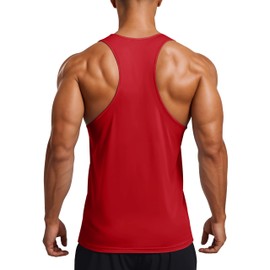 MAGCOMSEN Mens Vest UPF 80+ UV Sun Protection Sleeveless Shirts Dry Fit Tank Tops Lightweight Workout Running Tops Red L