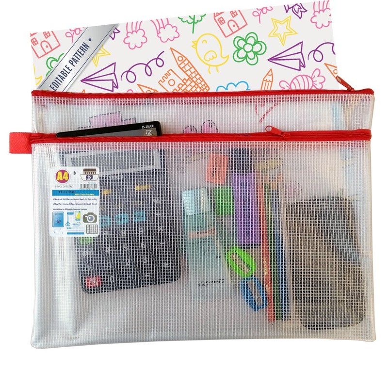 A4+ Twin Pocket Tuff Bag School Waterproof Storage Strong Pencil