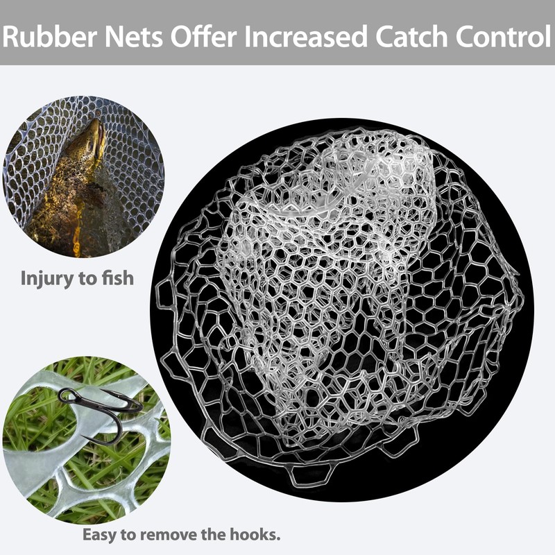 Rubber Fishing Net Replacement Netting for Fly Fishing Landing Net,