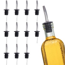 EHOMEA2Z Stainless Steel Liquor Bottle Pourers Classic Bottle Pourers for Alcohol, Leak-Proof, Dishwasher-Safe Pour Spouts for Liquour Bottles (12, Stainless Steel)