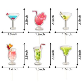 MEFENG Cocktail Collection Cupcake Toppers, Cocktail Party Decorations, Decoration Ssupplies For Bachelor Theme Party, Birthday Theme Cupcake Toppers.18 Pieces